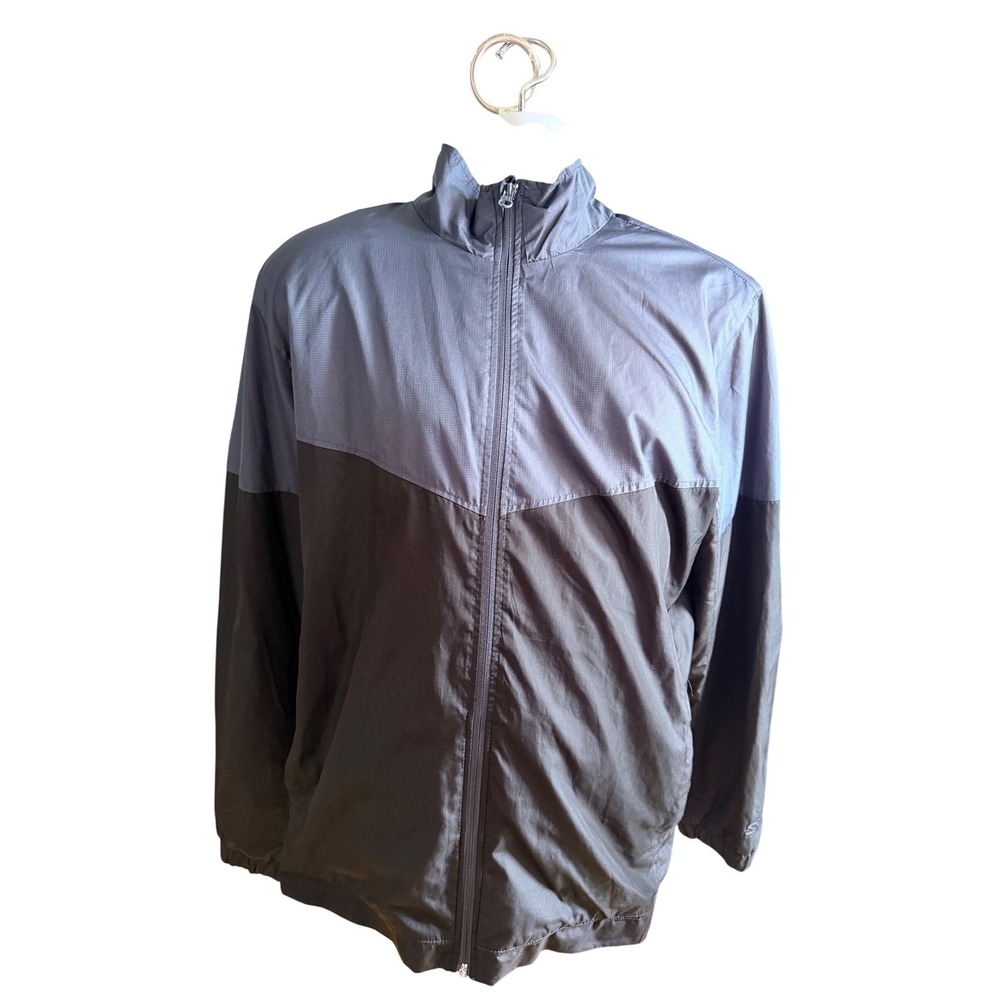 Vintage Starter Lightweight Colorblock Zip Up Track Jacket Men's L Black Gray